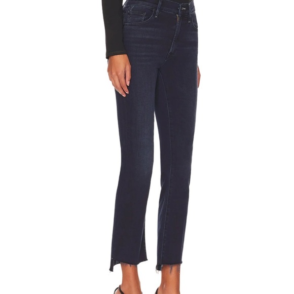 MOTHER The Insider Crop Step Fray Dark Blue Denim Jean Night Tripper Wash Sz 29 - Picture 3 of 13